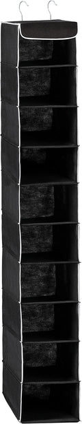 ZOBER Hanging Closet Organizer, 10-Shelf - Hanging Storage Organizer Shelves for Clothes, Towels, Toys - College Dorm Room, Nursery, & Home Closet