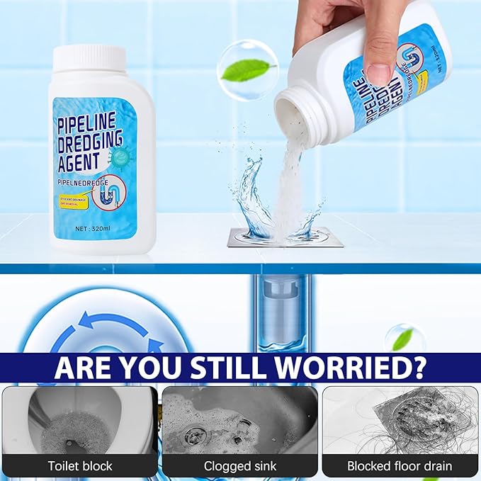 Powerful Pipe Dredging Agent,Pipeline Dredging Agent,Powerful Quick Cleaning Drain,Kitchen Sink Drains and Pipe Cleaner,for Kitchen Bathroom Toilet (2Pcs)