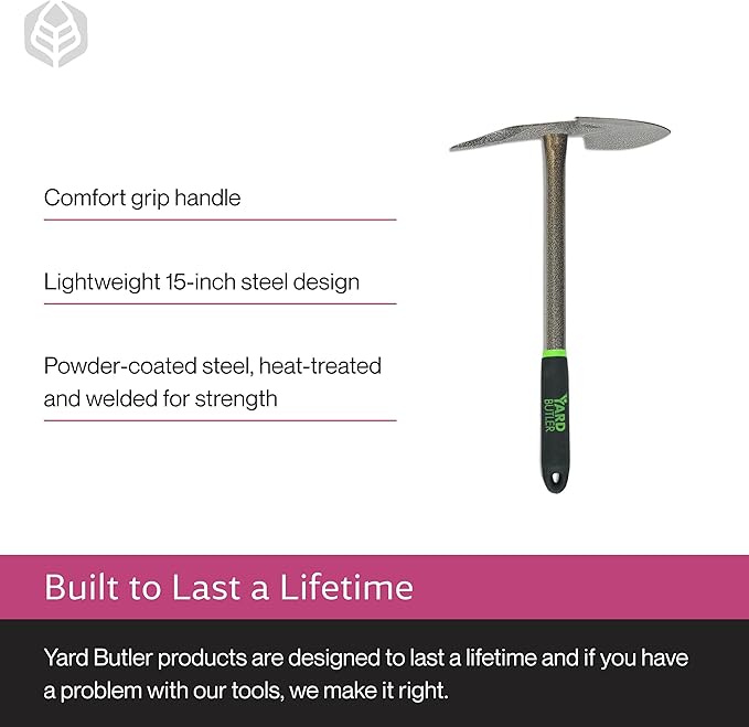 Yard Butler Terra Garden Hand Tools - Weeding Hand Tiller Tool for Efficient Gardening - Weed Remover Tool for Lawn & Garden Care - Durable Gardening Accessory, Planter