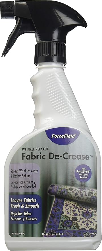 ForceField® Fabric De-Crease Anti Static, Anti Soil & Anti Wrinkle Spray for Clothing, Linens, Drapery & More - 22oz