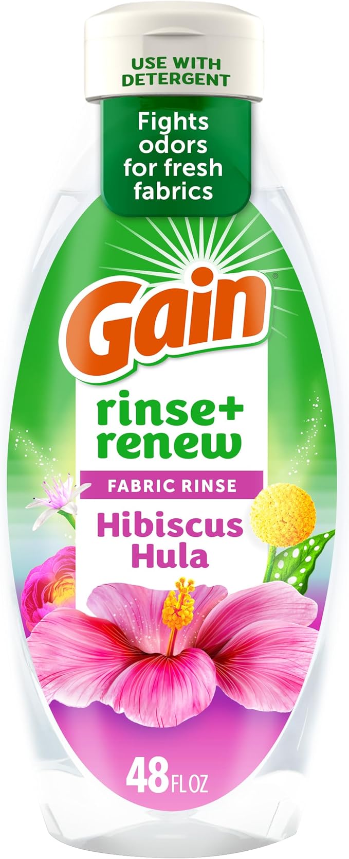 Gain Hibiscus Hula Fabric Rinse & Renew, 48 FL OZ, Laundry Odor Remover