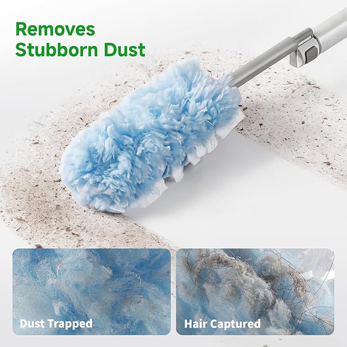 Oshang 4 Pack Disposable Heavy Duty Duster Refills - 43" Extendable Handle, Compatible with Swiffer - Dusters for Cleaning Ceiling Fans, Blinds, Furniture & High Corners
