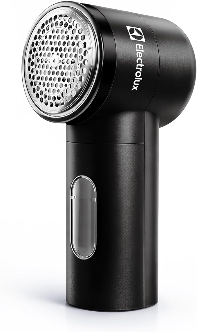 Electrolux Rechargeable Fabric Shaver | Compact Travel Lint Remover for Clothes & Furniture | Eliminates Fuzz & Pilling | 3-Speed Electric Lint Shaver with Type-C Fast Charging Port - Black