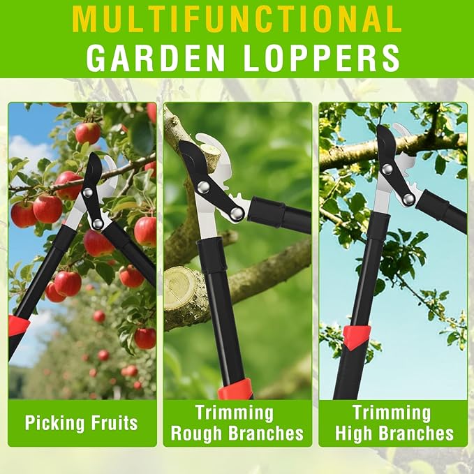 Yesker 19" Loppers Heavy Duty Branch Cutter Sharp Steel Blade Tree Trimmer up to 1" Diameter Cut Capacity Powerful Gear Action Lightweight Bypass Loppers Tools for Tree Trimming Garden Maintenance