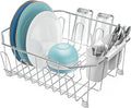 GSlife Small in Sink Dish Drying Rack - Stainless Steel Compact Dish Drainer for RV Kitchen Apartment Sink, Rust Resistant Inside Sink Rack, 1–2 Person Households, 11.6" W x 13.4" L, Silver