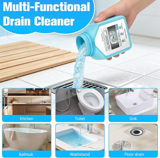Drain Clog Remover Powerful Unclogging Sink Hair Cleaner for Kitchen, Shower Pipes and Drains, Toilet Unclogger Heavy Duty Bathroom Pipeline Dredge for Kitchen and Pipes Cleaning Tool（320g/11.3oz）