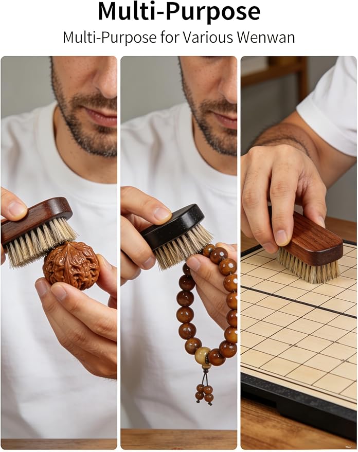Multi-Purpose Cleaning Brush Set with Carbon Gray Hard Bristles, Bamboo Charcoal Soft Bristles, and Yellow Sponge, 3 Pack Small Detail Brushes for Collectibles, Toys, and Crevices