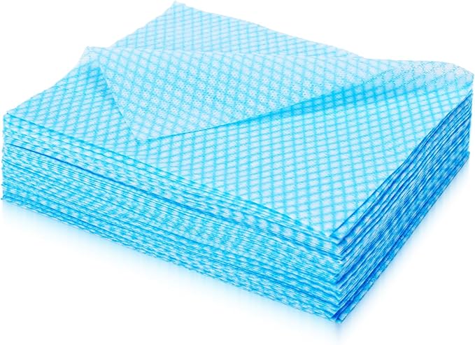 60 Pack 13.8×15.7 in Disposable Dish Cloths for Kitchen, Bathroom & Daily Cleaning – Durable & Short-Term Reusable Cleaning Cloths (Blue)