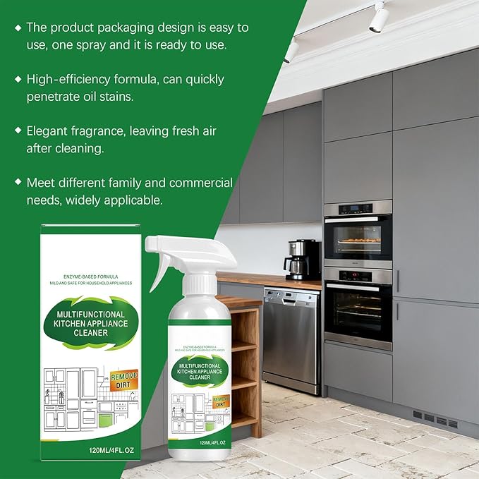 2026 New Kitchen Cleaner Spray, 120ml Multifunctional Appliance & Counter Cleaner for Oven, Stove, Cabinets, Quick & Easy Cleaning