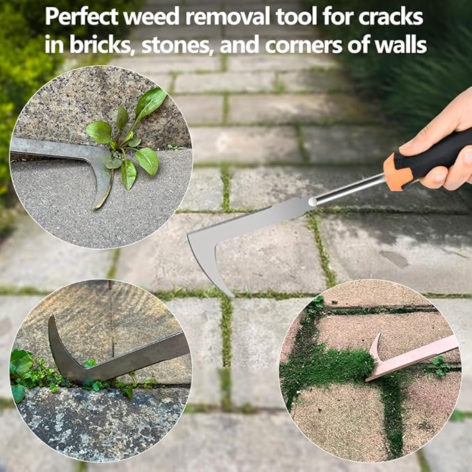 2026 Weed Puller Tool, 3 Pack New Garden Stainless Steel Weeder Tool Hand Weeder Tool,Multi-Purpose Weed Remover Tool Weeding Tools for Gardening(Rubber Handle)