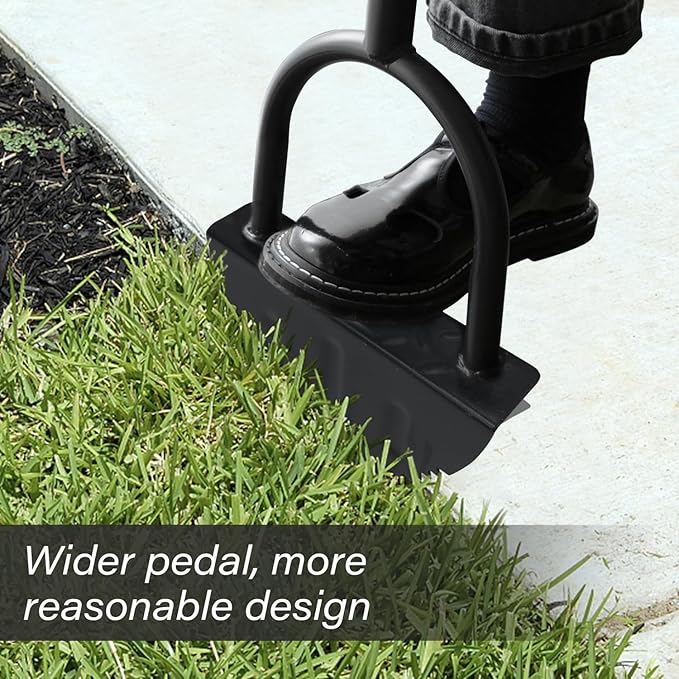 Byhager Professional Lawn Edger Tool, Heavy Duty Steel Half Moon & Saw-Tooth Blade for Clean Borders, Long Handle Reduces Back Strain, Manual Edger Ideal for Garden Edges, Sidewalks, Flower Beds