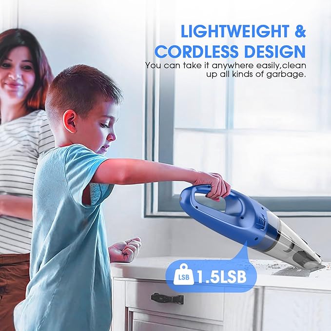 YOOHI Handheld Vacuum Cordless Rechargeable – 6000Pa Mini Hand Held Vacuum, LED Light, 20–25 Mins Runtime, USB Charging, 500ML Cup – Lightweight Small Vacuum Cleaner Cordless for Car/Office/Home
