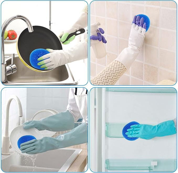 15 Pcs Plastic Dish Scrubbers, Nylon Scouring Pad Mesh Pot Scourers (Yellow+Blue+Red+Green+Orange)
