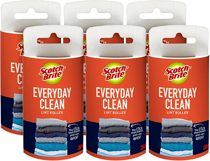 Scotch-Brite Everyday Clean Lint Roller Refills 6 Roller Refills 420 Sheets White