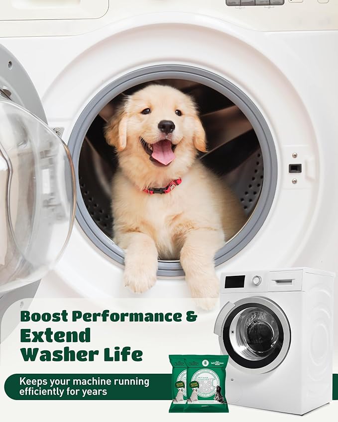 SEMECH by Seedshub Pet Hair Dissolver for Washing Machine-2 Sachets, 96.7% Hair Dissolution, Dog & Cat Hair Remover, Removes Odors & Residue, HE Compatible for Front & Top Load Washers, Septic Safe