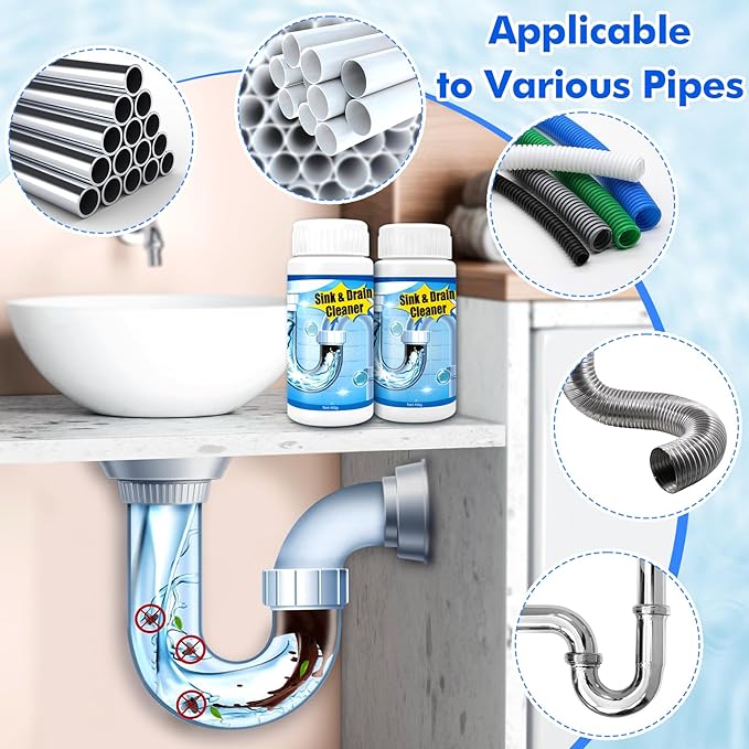 Pipeline Dredging Agent, 110g Drain Cleaner,Powerful Pipe Unclogger, Bathroom Sinks, Kitchen Sinks, Shower Pipes