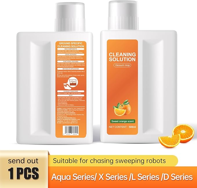 Orange Floor Cleaning Solution 1L Compatible with Dreame Wet & Dry Vacuum and Robot, Residue & Streak Free,Suitable for All Robot Vacuum Cleaners and Wireless Wet Dry Dual-Use Vacuum Cleaners