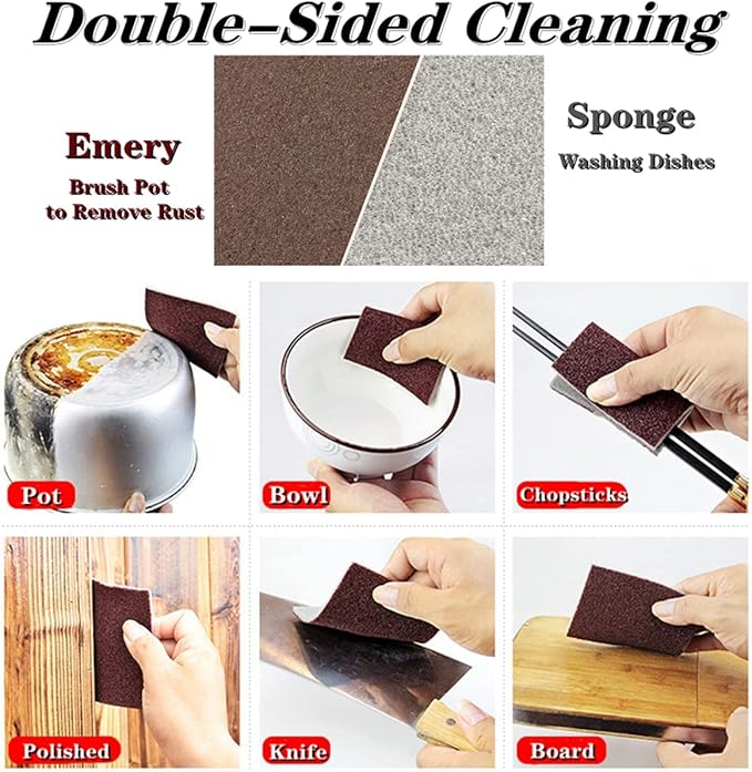 5 Pack Emery Magic Wipe Sponge, Nano Carborundum Sponge, Emery Sponge Brush Eraser Scrub, Pot Scrubber Scouring Pad Kitchen Magic Cleaning Sponge for Removing Rust Cleaning Pots and Pans