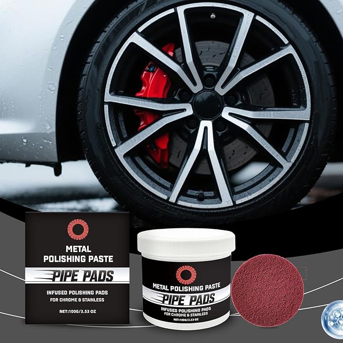 Metal Polish Paste, Beginner-Friendly Process, 5.7x6.3cm, Pipe Dream Infused Polishing Pad, Rust Remover Cleaner, Use at Ease, For Removes Oxidation Discoloration