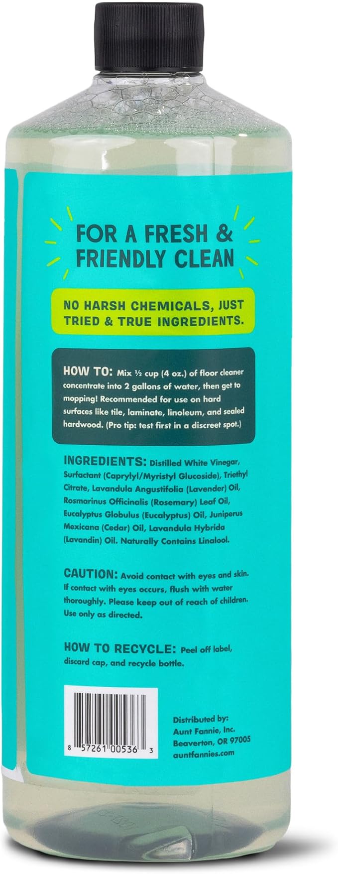 Aunt Fannie's Ultra Concentrated Floor Cleaner Vinegar Wash, Multi-Surface Solution For Mopping, Makes 16 Gallons, Eucalyptus Scent, 32 oz. (Pack of 1)
