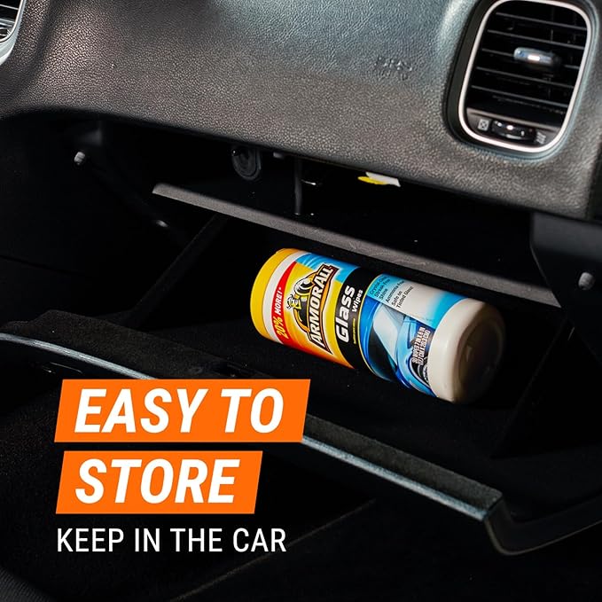 Armor All Glass Cleaner Wipes, 90 Count Canister, Car Window and Screen Cleaning Wipes, Great for Windshields, Phone Screens and More