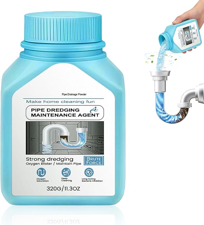 Drain Clog Remover Powerful Unclogging Sink Hair Cleaner for Kitchen, Shower Pipes and Drains, Toilet Unclogger Heavy Duty Bathroom Pipeline Dredge for Kitchen and Pipes Cleaning Tool（320g/11.3oz）