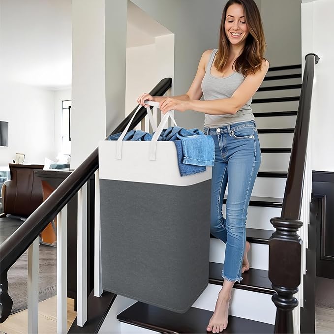 TasticTotes laundry basket 3-Pack, laundry hamper, Hamper with handles, collapsible laundry baskets, Waterproof dirty clothes hamper, Towel Storage for Home or Dorm, 88L-Grey