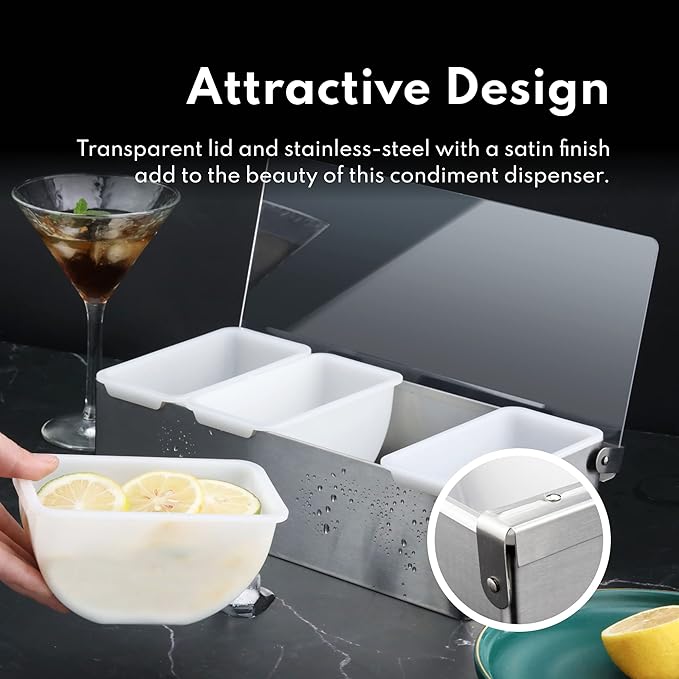 New Star Foodservice 48032 Stainless Steel Condiment Dispenser with 5 Compartments (No Ice Tray)