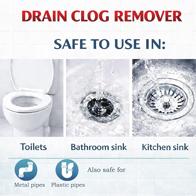 Drain Clog Remover, Liquid Plumber Drain Cleaner, Sink Cleaner Garbage Disposal and Deodorizer, Pipe Cleaners for Shower or Sink Drains, Professional Toilet Unclogs and Removes Hair, Blockage (2 pcs)