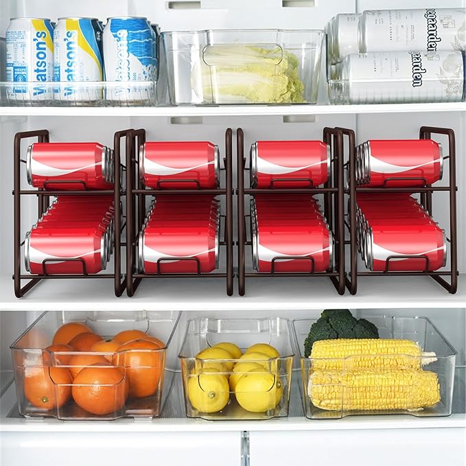 MOOACE 4 Pack Can Dispenser Rack, Stackable Can Storage Organizer Holder for Canned Food Kitchen Cabinet Pantry Countertop, Bronze