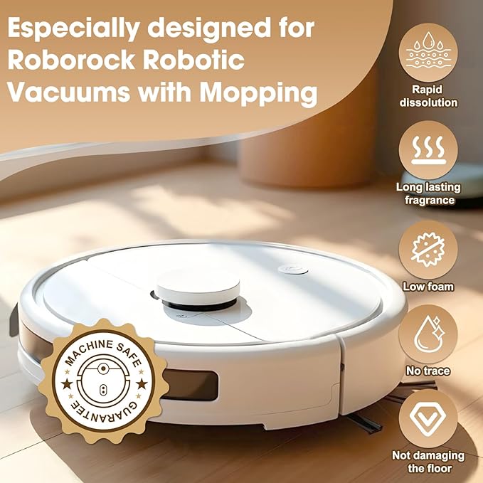 Floor Cleaning Solution, 50 PCS Vacuum Mop Cleaning Solution Tablet Refil, Sweet Orange Scent Compatible with All Roborock Mopping Robots