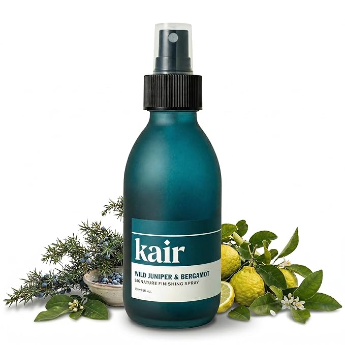 Kair Signature Finishing Spray - Wild Juniper & Bergamot | Plant-Based Fabric Refresher & Wrinkle Release, 5 Fl Oz (750 Spritzes), Vegan, Cruelty-Free, Biodegradable, Odor-Neutralizing Fresh Scent