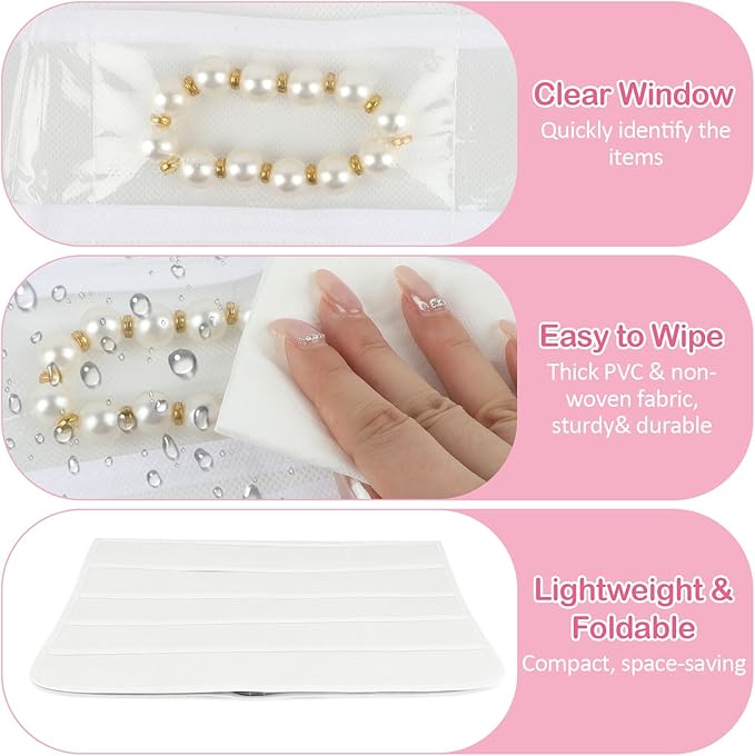 3 Pack Hanging Jewelry Organizer, 80 Clear Pockets earring organizer and storage, Accessories holder organizer for Closet, Jewelries, Necklace, Travel