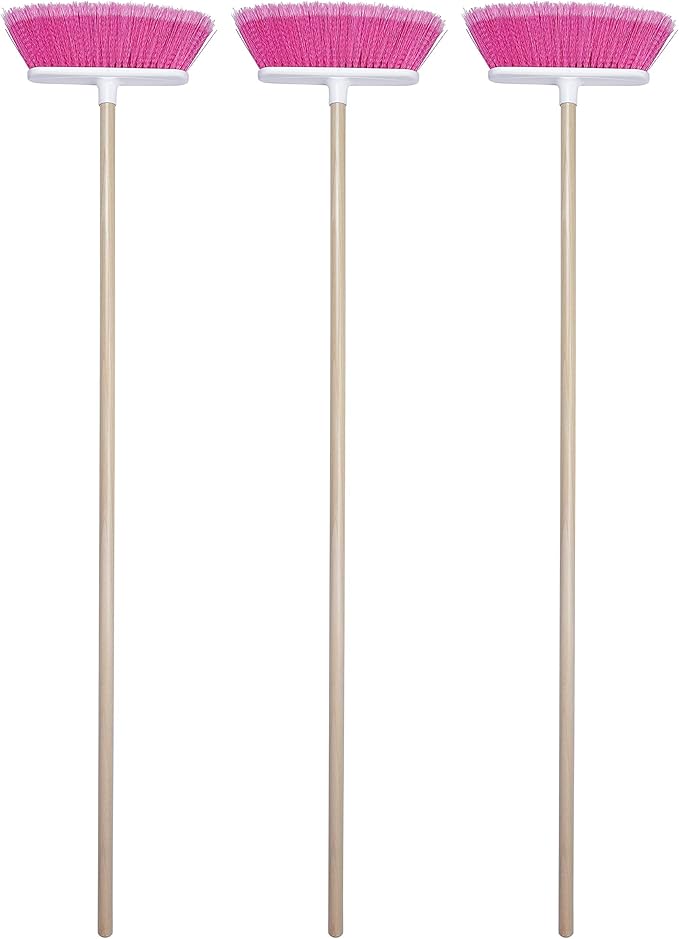 The Original Soft Sweep Magnetic Action Fuchsia Broom with Natural Finish Wood Handles (2 Fuchsia Brooms)
