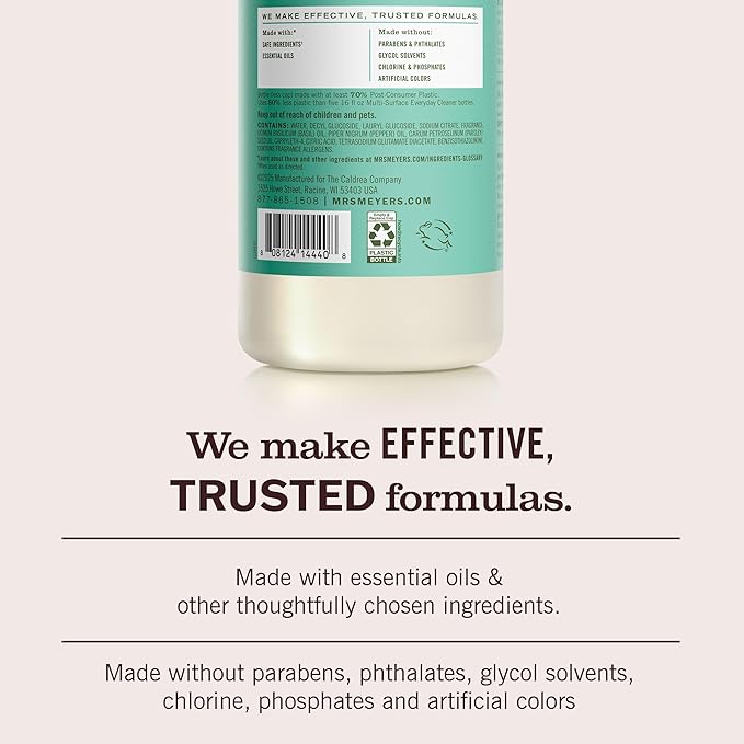MRS. MEYER'S CLEAN DAY Multi-Surface Everyday Concentrate, Basil Scent, 32 Fl Oz Bottle