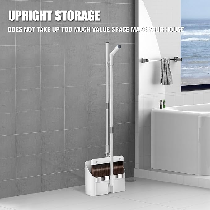3-in-1 Magnetic Broom with Dustpan Combo Set, Broom and Dustpan Set with Silicone Broom, Upright Standing Dustpan Self-Cleaning Teeth for Home, Kitchen, Office, Hall Floor, Pet Hair