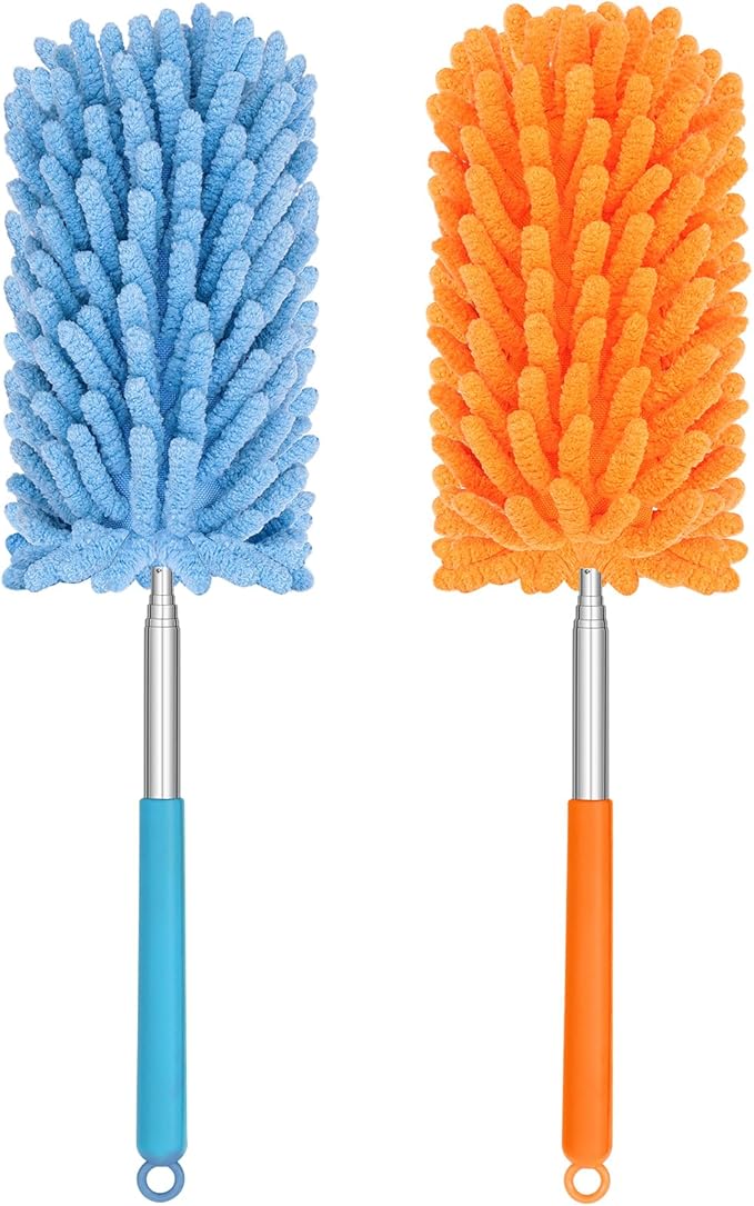 Mini Duster for Cleaning, 360° Bendable Hand Dusters with Extension Pole, Washable Small Duster for Car Interior, Office, Furniture