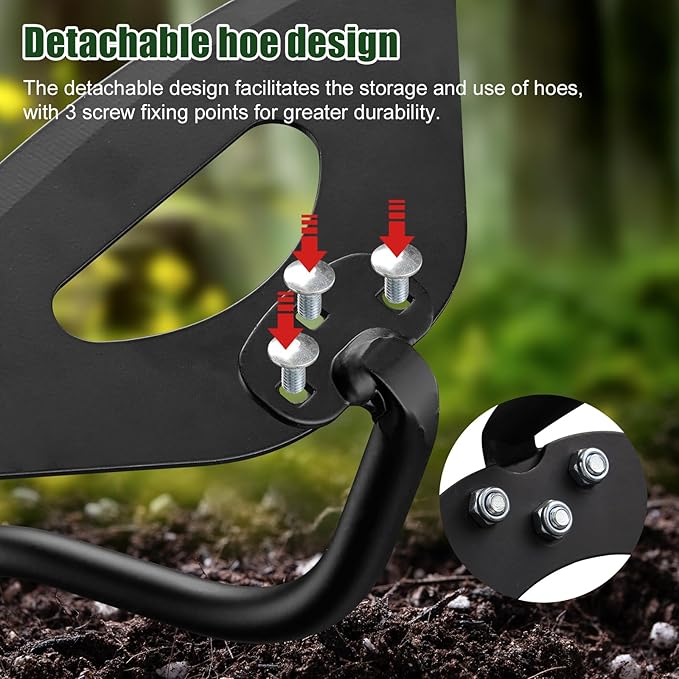 Hardened Hollow Hoe with Long Handle 48 inch Heavy Duty Garden Hoe Tool - Ergonomic Weeding Tool for Lawn, Yard & Farm, Rust-Resistant Steel with Comfort Grip, Easy Adjust & Storage