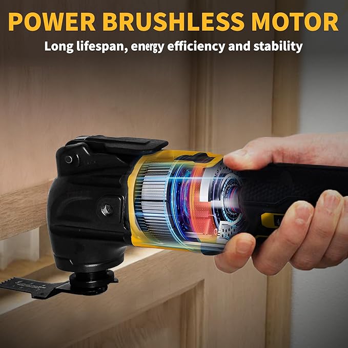 Oscillating Multi Tools for Dewalt 20V Battery, Multi-Use Cutting and Sanding Tool, 4°Oscillation Angle, 6 Variable Speeds, Quick-fit Blade Design with 22pcs Accessories for Cutting, Sanding, Scraping
