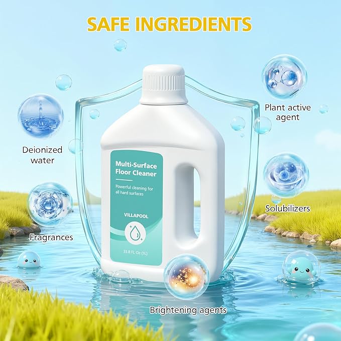 Floor Cleaning Solution Compatible with Dreame All Robot Vacuums & Wet Dry Vacuums, Residue-Free Multi-Surface Cleaner, 33.81 Fl Oz Original Scent