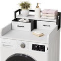 2-Tier Washer Dryer Countertop, Washing Machine Countertwith Shelf and 2 Drawers, Washer and Dryer Topper with High Guardrails, Smooth Edges, for Laundry Hamper Counter Storage Organization
