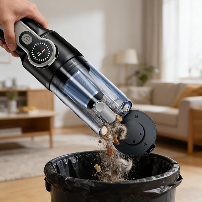 Cordless Handheld Car Vacuum Cleaner for Car Interior, Strong Suction Portable Vacuum for Pet Hair & Quick Home Cleaning, Rechargeable with LED Light & Attachments