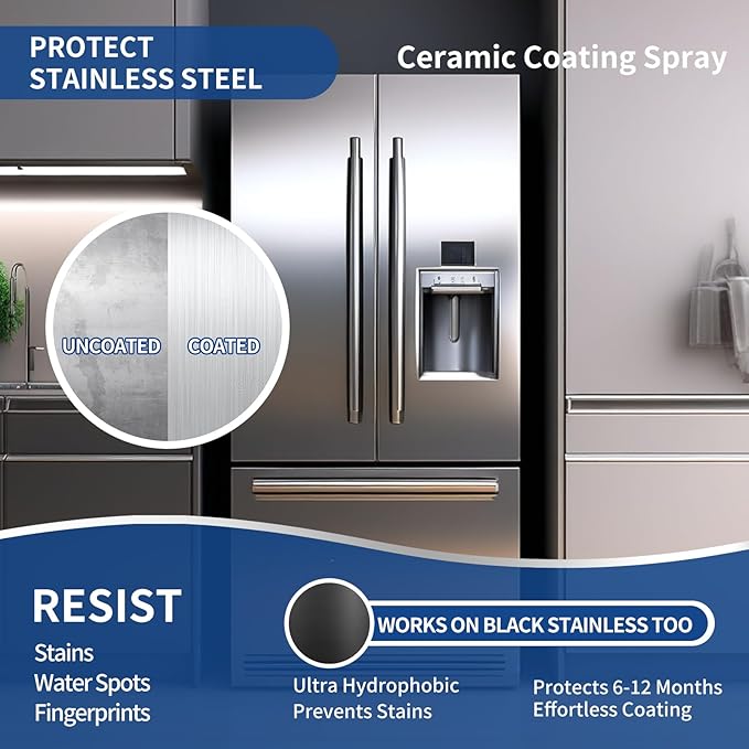 Home Ceramic Coating Spray Kit - Shine, Seal & Protect Kitchen & Bath Surfaces, High-Gloss, Repels Stains & Grime Effective - Great for Stainless Steel, Sinks, Countertops, Glass, and More
