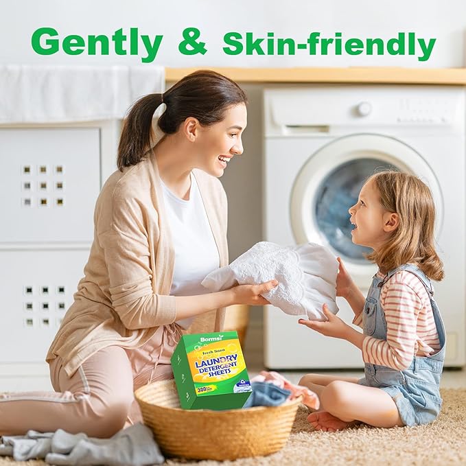 Laundry Detergent Sheets Fresh Scent 300 Loads No Plastic Jug, Home Laundry Sheets for Family150 Count