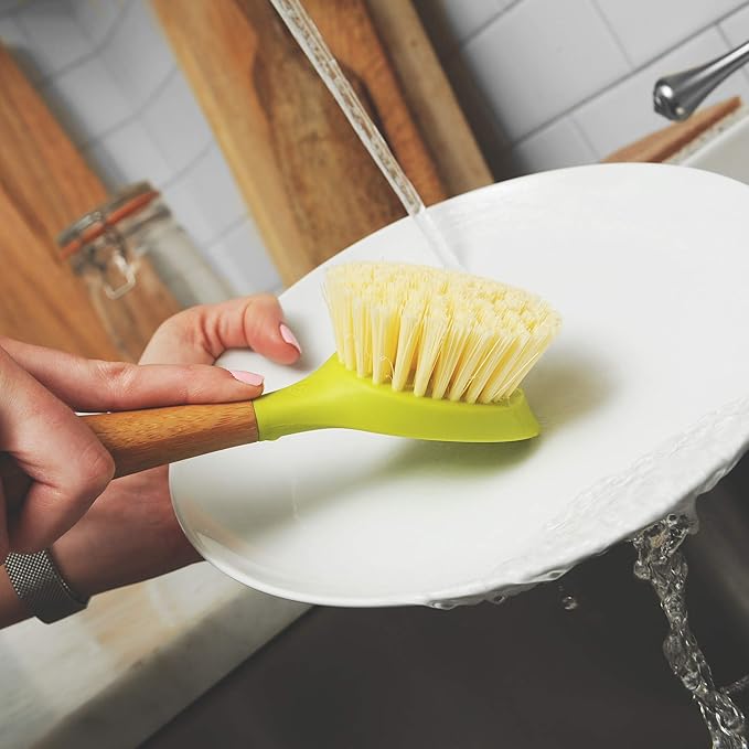Full Circle Be Good - Bamboo Handle Dish Brush – Sustainable Kitchen Cleaning with Tough Bristles - Natural Dish Scrubber, Nonstick & Cast Iron Cleaner - Long Handle Brush for Dishes, Pots, and Pans