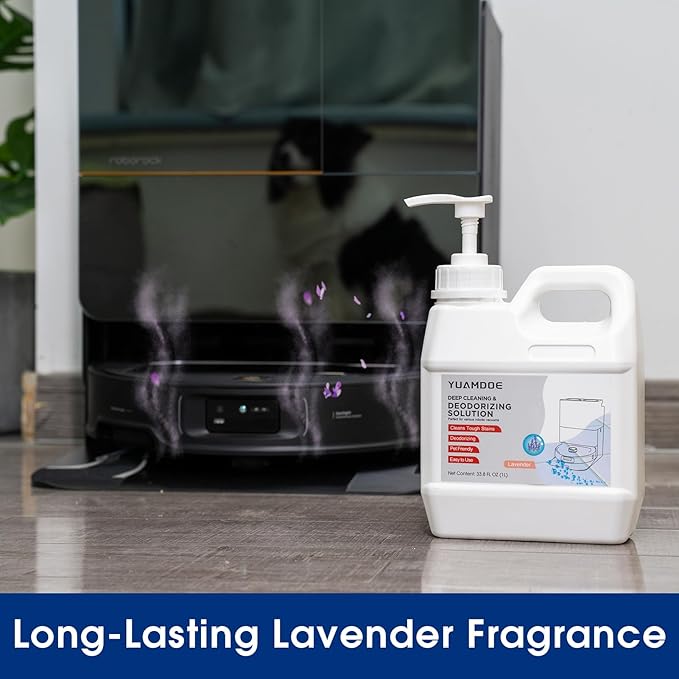 Deep Cleaning & Deodorizing Solution, 33.8FL OZ/1L, Designed for Roborock, Compatible with Saros Series, S8 Series, S7 Series, Q Revo Series, Q Series, Lavender Fragrance