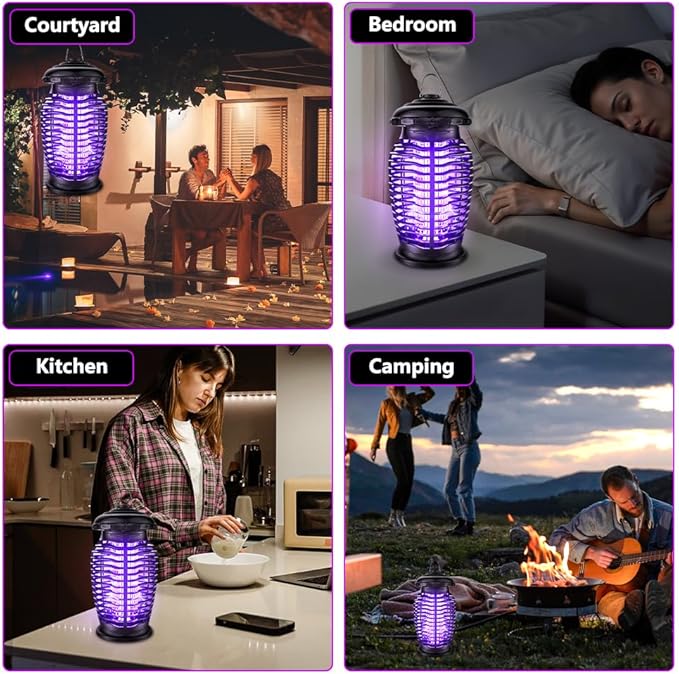 Bug Zapper Indoor & Outdoor, 4200V Mosquito Zapper, 15W Fly Zapper, Mosquito Killer, Fly Traps, Flying Insects Zapper Indoor Outdoor