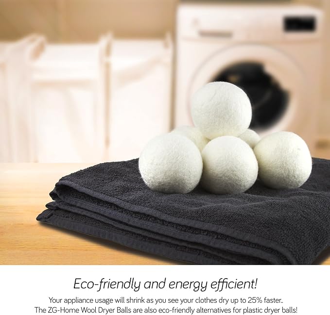 (Upgraded) SnugPad XL Size Wool Dryer Balls Natural Fabric Softener & 100% Organic Premium New Zealand Wool, Reduce Wrinkles & Save Time, Baby Safe & Hypoallergenic, White 6Count