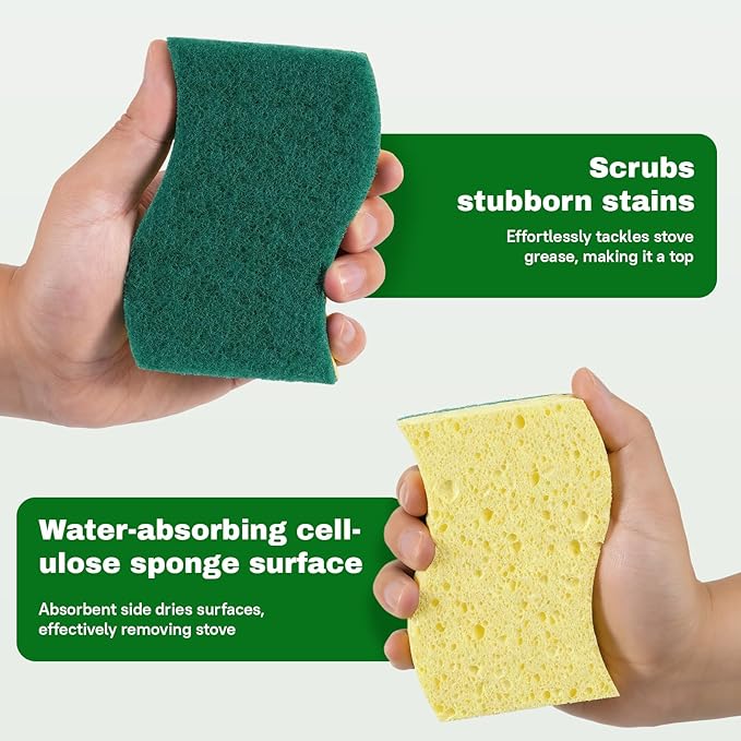 9 Pack Heavy Duty Scrub Sponge, Tough Cleaning Tool for Grills, Stovetops & Burned Pots, Durable Dual-Sided Sponge for Heavy-Duty Kitchen & Household Tasks