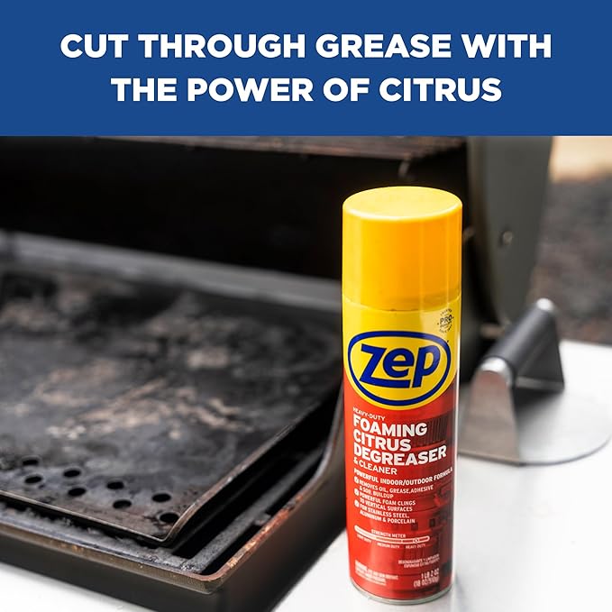 Zep Heavy-Duty Foaming Citrus Degreaser & Cleaner - 18 oz. (Case of 6) - ZUHFD186 - Pro-Trusted Citrus Formula Cuts Through Grease & Grime with Ease